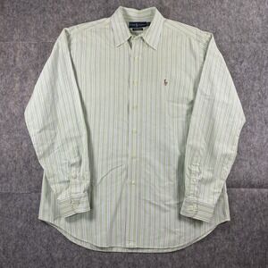 Polo Ralph Lauren Button Down Shirt Mens 16.5x34/35 Striped‎ Pastel Preppy Flesh